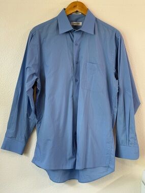 Pierre Cardin Men's Sky Blue Dress Shirt Size M Formal Luxury Comfort